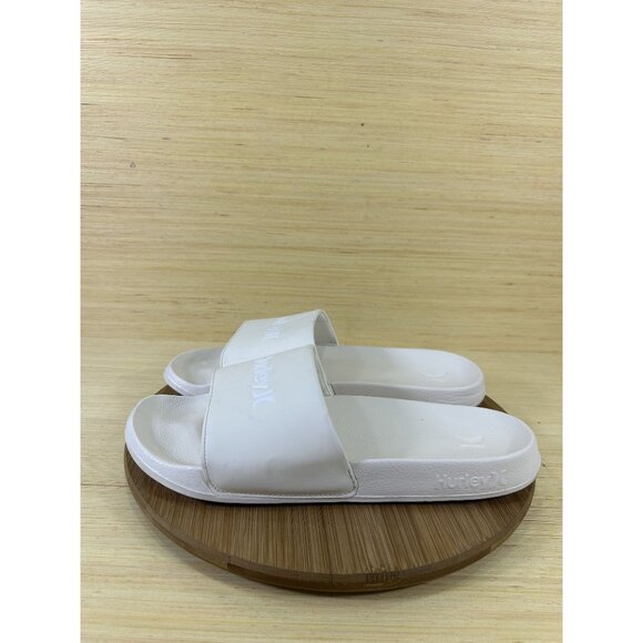 Hurley White Logo Sandal Slides Mens Size 12 - Picture 1 of 7